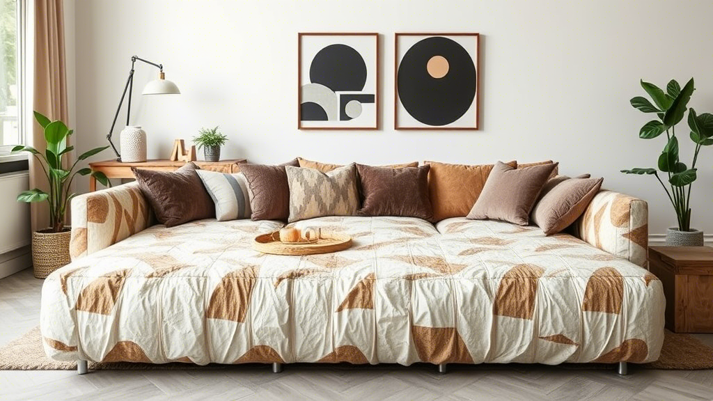 Eco-friendly sofa made from compressed recycled materials in a modern living room