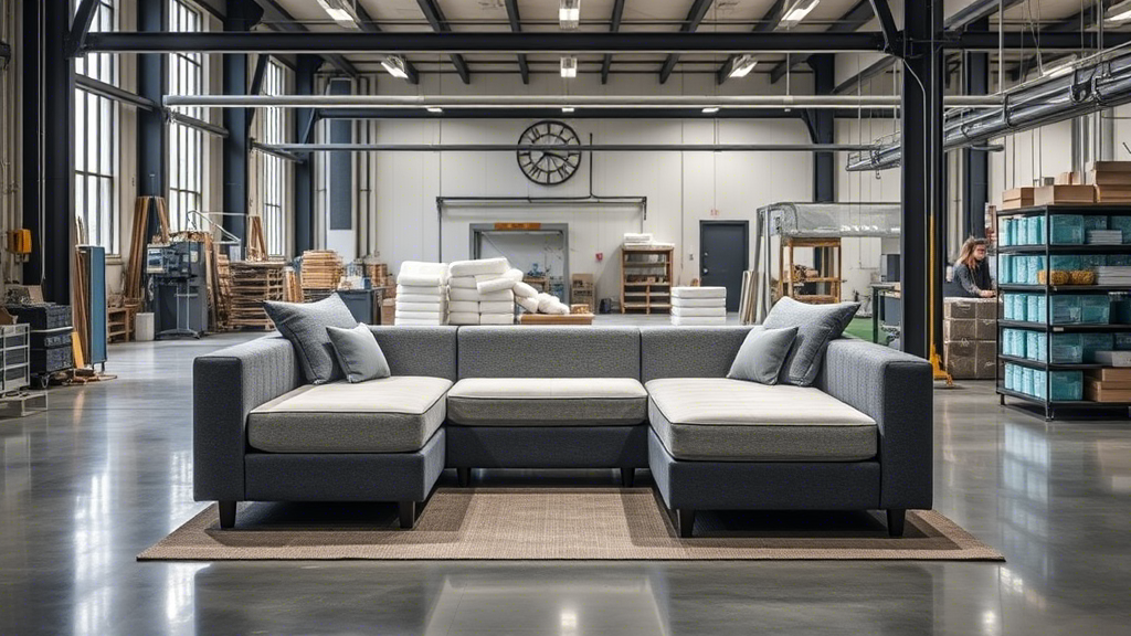 Memory foam sofa manufacturer in a modern factory setting, highlighting the production process and quality control measures in place