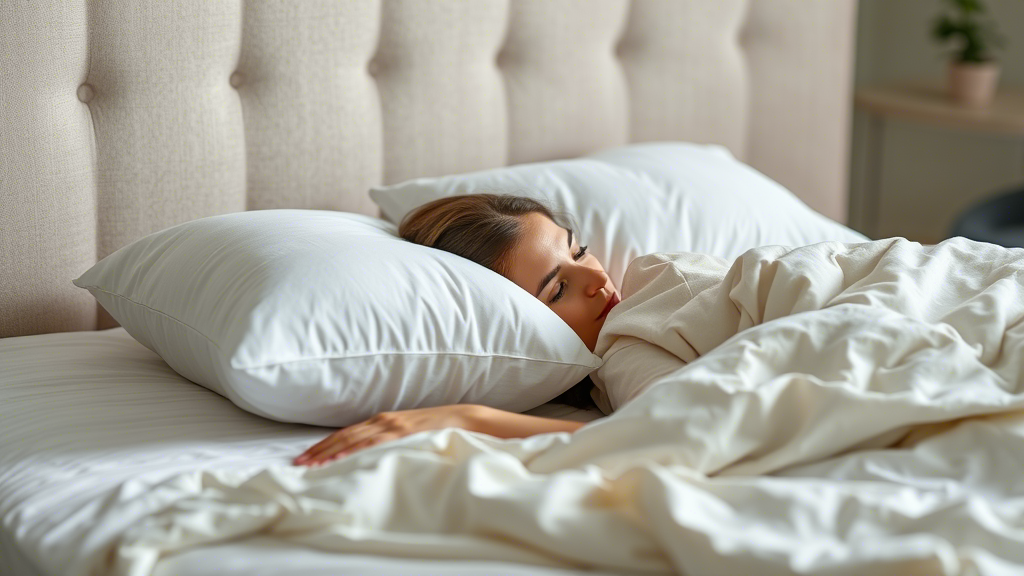 Memory foam pillows cradling a person's head on a serene bed